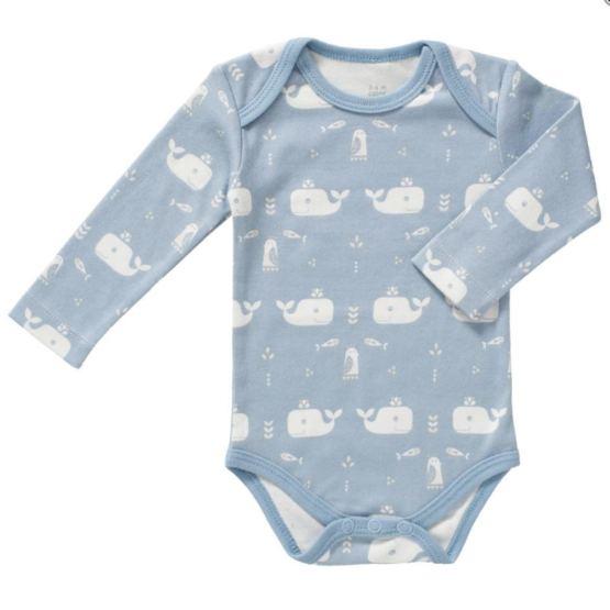 Romper - lange mouw - Whale/Blauw - Fresk Baby