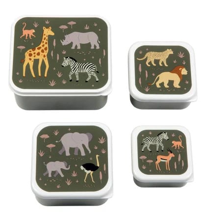 4 snackdoosjes die makkelijk in elkaar passen van A little lovely company bij Lievelings
