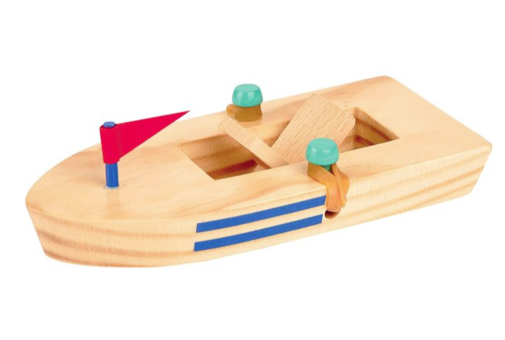 Houten speelgoed - bootje met elastiek aandrijving -