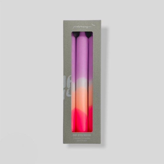 Neon Kaarsen - Set van 3 - Plum Mousse - Pink Stories - Afbeelding 3
