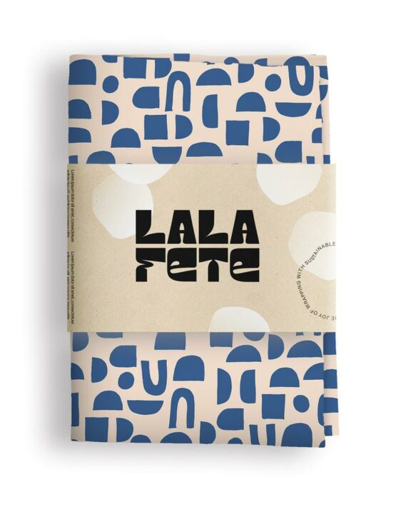 La La Fete - Everwrap/Inpakdoek - Confetti Creme/Blauw 70x70 - Afbeelding 2