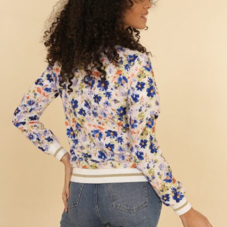 jolifly-veste-bombers-zonder voering lievelings bloemen wit
