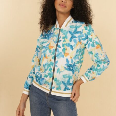 jolifly-veste-bombers-zonder voering bloemen lichtblauw