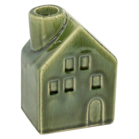 Kandelaar Huisje - S - Groen - 9x6x12cm