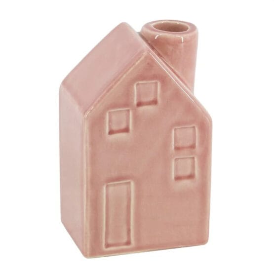 Kandelaar Huisje - M - Roze - 9x6x14cm