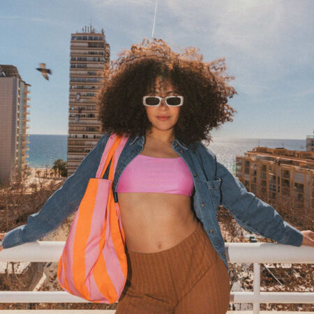 Notabag - Draagtas/Backpack - Orange/Pink Stripes