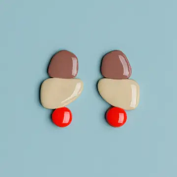 Depeapa - Ultra Lichtgewicht Oorbellen - Pebble Bruin/Rood