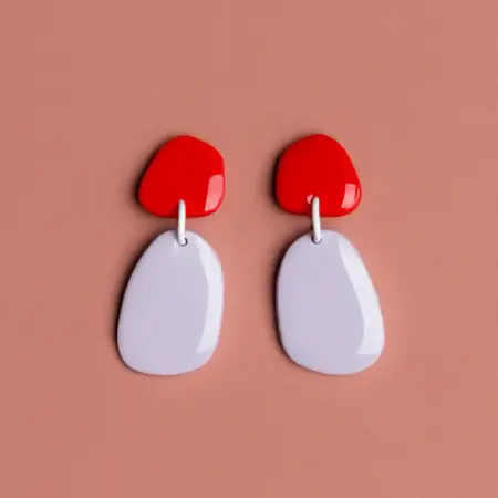Depeapa - Ultra Lichtgewicht Oorbellen - Shapes Rood/Lila