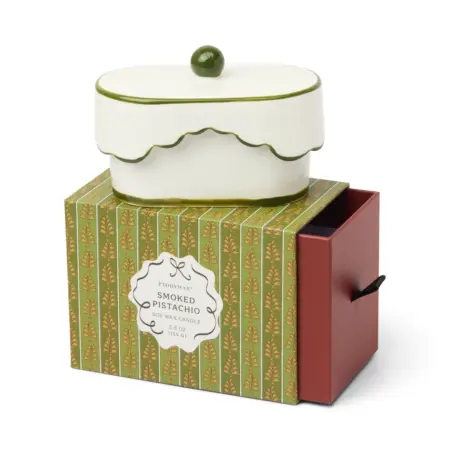 Paddywax - Kaars - Porseleinen Trinket Box - Groene Accenten