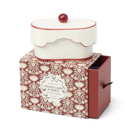 Paddywax - Kaars - Porseleinen Trinket Box - Rode Accenten