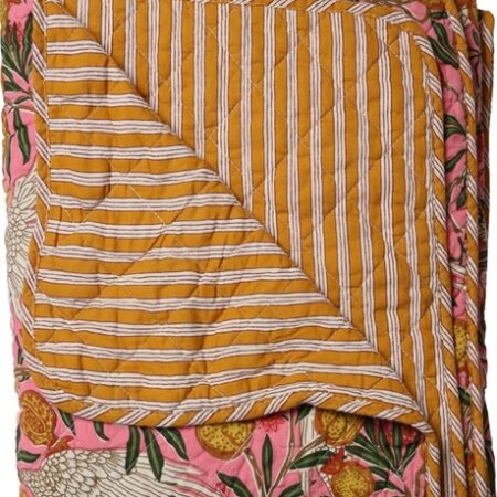 Au Maison - Quilt - 140x220cm - Bird/Yellow/Pink