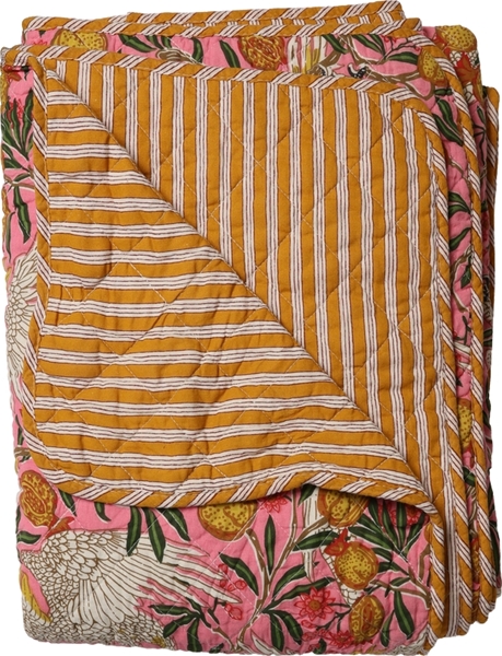 Au Maison - Quilt - 140x220cm - Bird/Yellow/Pink
