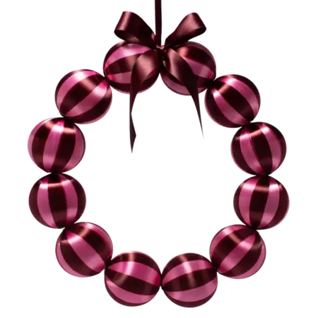 Vondels- Kerst Krans - 35,5cm - Roze en Bordeaux