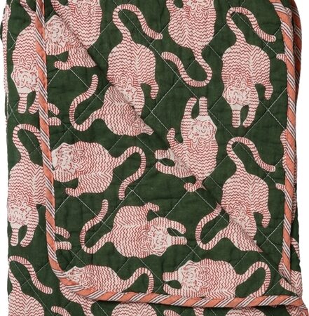 Au Maison - Quilt - 140x180 - Tijger Groen Dubbelzijdig