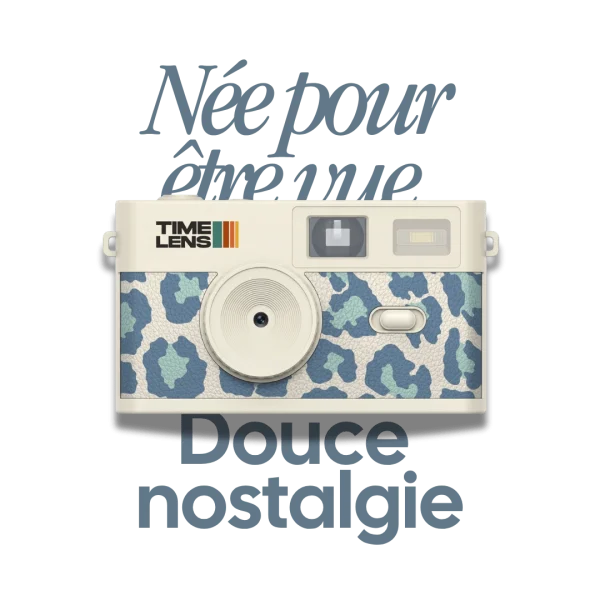 TimeLens - Oldskool Camera met USB-C - Cream Sky Leopard